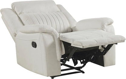 Lexicon Manual Recliner Chair, Polished Microfiber Reclining Sofa Chair, Home Theater Seating, Wall Hugger Manual Recliner for Living Room/Office/Apartment, Beige
