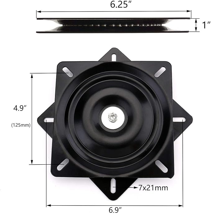 AAGUT 6.25" Bar Stool Swivel Plate Replacement, Heavy Duty Square Swivel Mechanism for Recliner Chair or Furniture,Ball Bearing Swivel Boat Seat Base Turntable