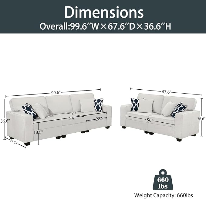Legend Vansen Oversized Modular Sectional Sofa,U/L‑Shaped Reversible Couch with Ottoman,Deep Seat Plush Polyester Sectional for Living Room,5-Seater,Cream