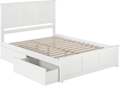 AFI, Madison Queen Platform Bed with Matching Footboard & Storage Drawers, White