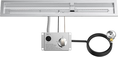 Skyflame Spark Ignition Gas Fire Pit Burner Kit, 48" Linear Stainless Steel Complete Drop-in Burner Kit with Flame Sensing,Propane Regulator Connector Hose Set for Propane Tank