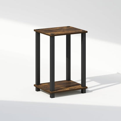 Furinno Simplistic Night Stand, 2-Tier Small Nightstand with Open Shelf, Toolless Assembly Bedside Table, End Table, Side Table, for Bedroom, Closet, Dorm, Amber Pine