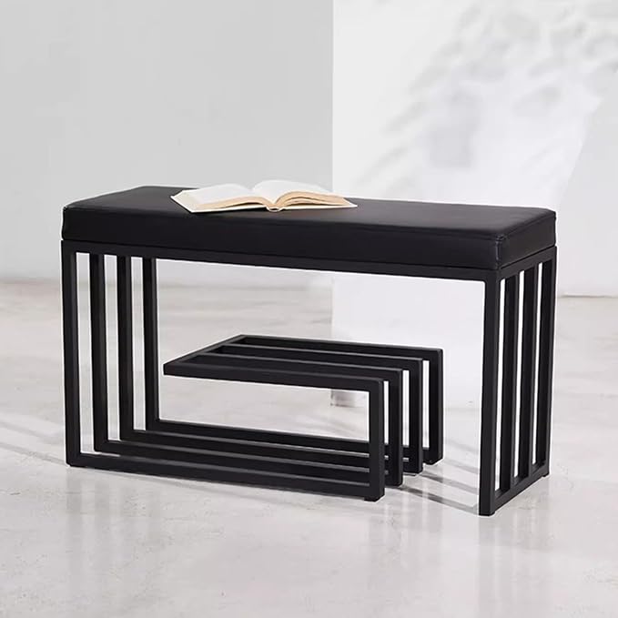 Stylish Shoe Rack Bench with Metal Frame & PU Leather Seat – Compact Storage Solution for Bedroom, Garage, Closet & Hallway – Space-Saving Organizer for Shoes & Essentials