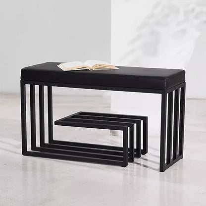 Stylish Shoe Rack Bench with Metal Frame & PU Leather Seat – Compact Storage Solution for Bedroom, Garage, Closet & Hallway – Space-Saving Organizer for Shoes & Essentials