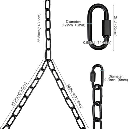 Heavy Duty Porch Swing Hanging Chain Kit (2 Pack) 1500 Lbs Capacity, Up to 7.1ft Length- Rustproof Zinc-Plated, 4 Quick Links & 2 Y-Chain Assemblies, Indoor/Outdoor Hanging Hardware(Black)