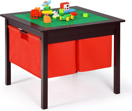 Costzon Kids Table, Children Wooden Activity Table w/Storage Drawers, 2 in 1 Building Block Tabletop for Arts, Crafts, Reading, Preschool, Nursery, Kindergarten, Toddler Table (Espresso)