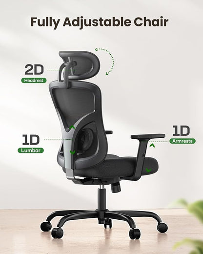 Marsail Ergonomic Office Chair Ergonomic Gaming Chair with Lumbar Support, 2D Headrest, Adjustable Armrests, Contoured Seat Cushion, Computer Desk Chair with Wheels for Home and Office, Pack of 5