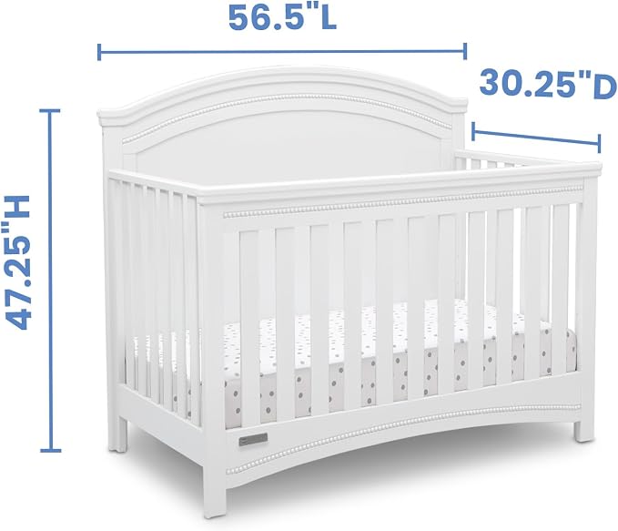 Simmons Kids SlumberTime Emma 4-in-1 Convertible Baby Crib N More - Greenguard Gold Certified, Bianca White