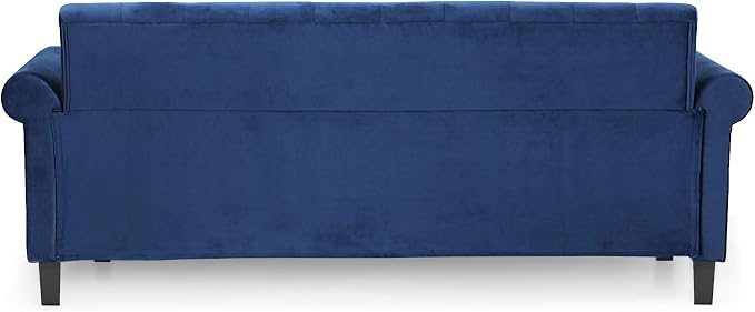 Furinno Bastia Vintage Modern Chesterfield Button Tufted 3-Seater Sofa Couch for Living Room, Navy Velvet