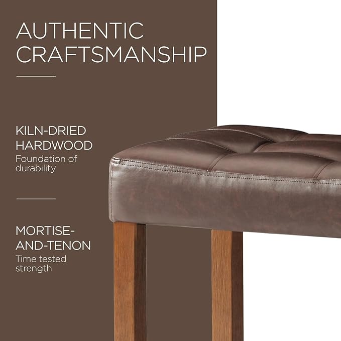 Carte: A La Carte Home Harper 26 Inch Tall Counter Height Backless Stool in True Walnut Wood Finish with Distressed Brown Vegan Leather Seat, Set of 2