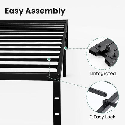 Sweetcrispy King Size 12 Inch Platform Bed Frame, Heavy Duty Metal Foundation Frame, Noise-Free Sturdy Steel Slats, Underbed Storage, No Box Spring Needed, Quick Setup