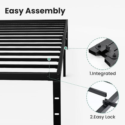Sweetcrispy Queen Size 12 Inch Platform Bed Frame, Heavy Duty Metal Foundation Frame, Noise-Free Sturdy Steel Slats, Underbed Storage, No Box Spring Needed, Quick Setup