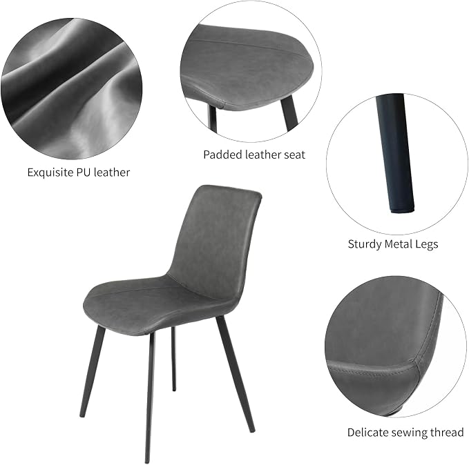 HIPIHOM 43.2"-59.1" Round Dining Kitchen Table with 4 PU Leather Chairs | Mid century modern oak MDF board, scratch resistant & easy clean, space saving, fits 4-6 person