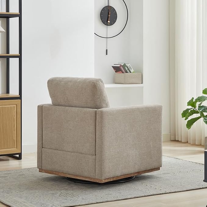 Swivel Accent Chair Set of 2, 360 Degree Square Swivel Barrel Chair for Living Room, Mid Century Modern Upholstered Accent Chair,Comfy Sofa Armchairs for Bedroom,Nursery, Chenille, Taupe