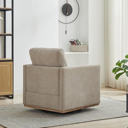 Swivel Accent Chair Set of 2, 360 Degree Square Swivel Barrel Chair for Living Room, Mid Century Modern Upholstered Accent Chair,Comfy Sofa Armchairs for Bedroom,Nursery, Chenille, Taupe