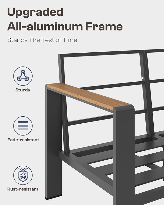 Aluminum Outdoor Patio Furniture Set with Coffee Table, 7 Piece Patio Conversation Sets with Thick Cushion, Ottomans, Outdoor Sectional Furniture Set for Porch, Balcony, Deck, Yard, Graphite