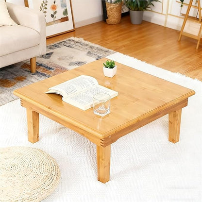 Folding Table, Japanese-Style Household Square Bamboo Tables, Computer Table, Desk, Low Bamboo Table, Multi-Function Small Dining Tables, Various Sizes (Size : 60x60×37cm)