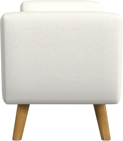 HomePop 60" Modern Storage Bench with Wood Legs - Cream Woven