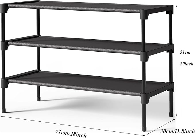 Multi Tier Shoe Rack for Closet Metal Wide Shoe Storage Organizer Oxford Fabric Cover Shoe Shelf for Entryway, Bedroom, Floor, Closet, Porch, Dorm, Living Room