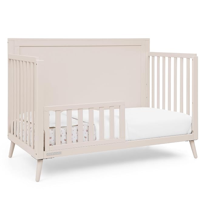 Delta Children Lola 6-in-1 Convertible Crib - Converts from Baby Crib to Toddler Bed, Daybed, Sofa Bed and Full-Size Bed with and Without Footboard, Fits Standard Full-Size Crib Mattress, Soft Beige