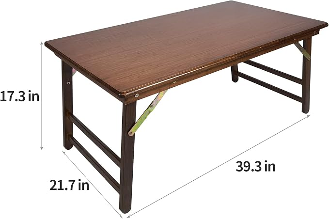UNICOO Bamboo Folding Table, Coffee Table, Kids Rectangular Foldable Activity Table for Arts, Crafts, Study & Picnic, Eco-Friendly, Space-Saving Design, No Assembly Required (Antique Brown)