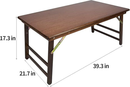 UNICOO Bamboo Folding Table, Coffee Table, Kids Rectangular Foldable Activity Table for Arts, Crafts, Study & Picnic, Eco-Friendly, Space-Saving Design, No Assembly Required (Antique Brown)