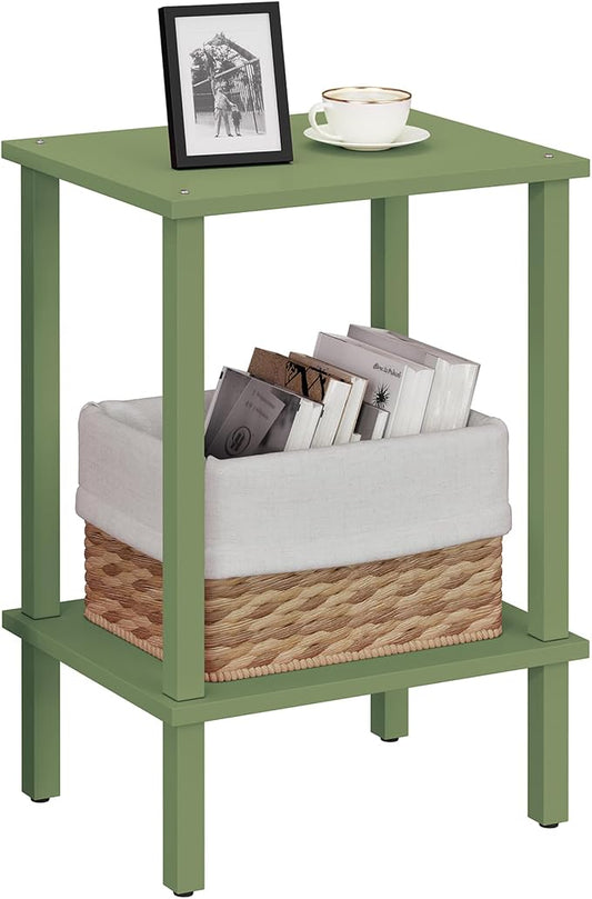 TUTOTAK End Table, Side Table, Nightstand, 2-Tier Storage Shelf, Sofa Side Table for Small Space, Living Room, Bed Room Olive Green TB01BOG034