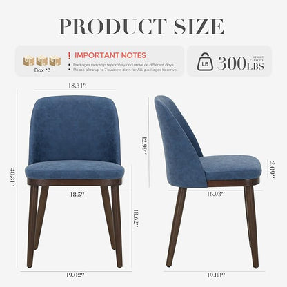 COLAMY Upholstered Dining Chairs Set of 6, Modern Kitchen Chairs with Back, Leather Side Dining Room Chairs with Wood Legs for Kitchen Dining Room Restaurant, Blue