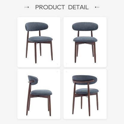 COLAMY Wooden Dining Chairs Set of 2, Modern Fabric Upholstered Dining Room Chair, Farmhouse Kitchen Side Chairs with Foot Pegs, Blue