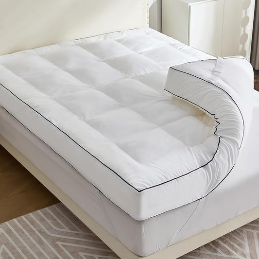 4 Inch Memory Foam Mattress Topper Full for Back Pain Relief, Extra Soft Pillow Top Mattress Topper, 2000GSM Fluffy Shredded Memory Foam Filled