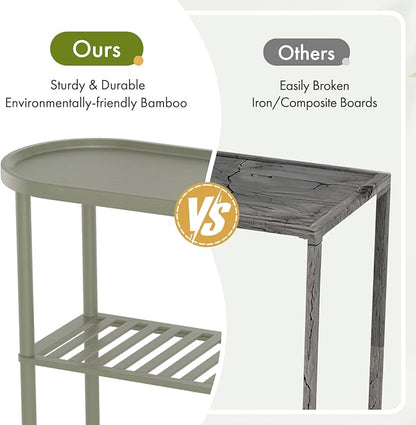 Modern Entryway Table for Hallway Bamboo 39.4", Green Console Tables for Entryway 2-tier, Behind Sofa Table with Anti-fall Edge, TV Stand for Living Room, 5min Easy Assembly, 39.4"L x 11.8"W x 29.7"H