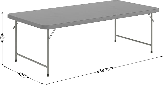 Flash Furniture Paige 4.93' Classroom Activity Table for School and Home, Heavy-Duty Rectangular Plastic Activity Table for Kids, Granite Gray