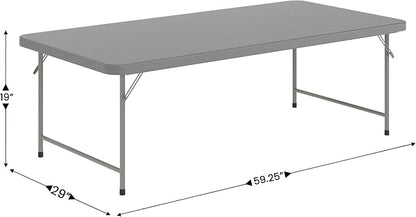 Flash Furniture Paige 4.93' Classroom Activity Table for School and Home, Heavy-Duty Rectangular Plastic Activity Table for Kids, Granite Gray