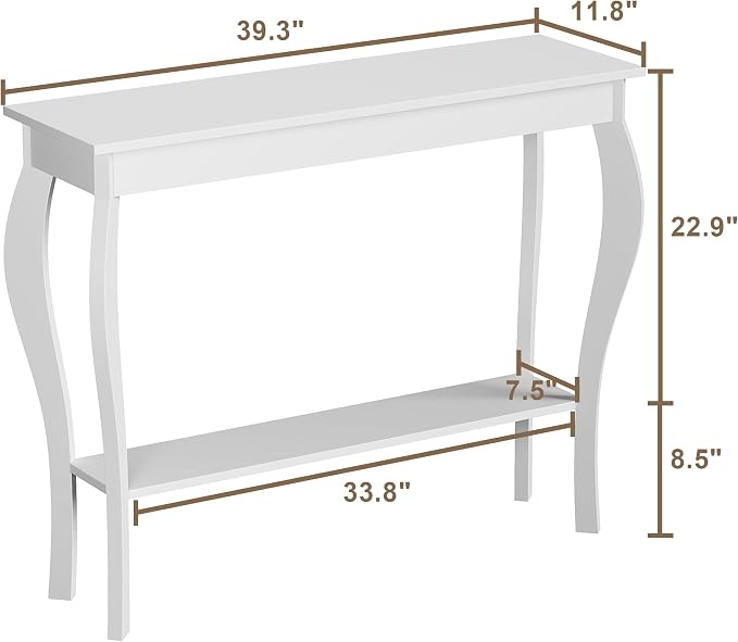 ChooChoo Narrow Console Table, Chic Accent Sofa Table, Entryway Table, White