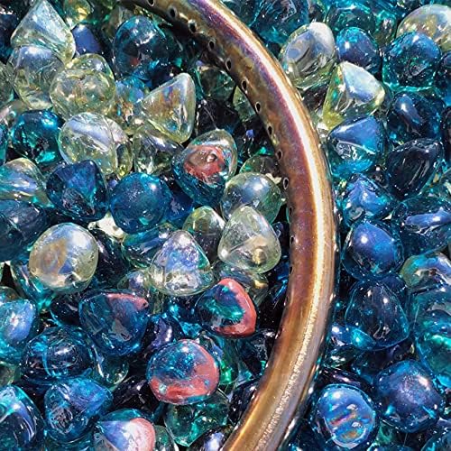 Onlyfire 10 lbs Fire Glass Diamonds 1 Inch, Reflective Fire Pit Glass Rocks