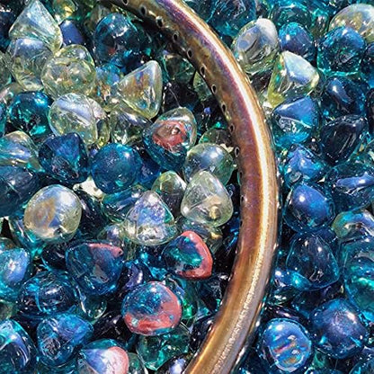 Onlyfire 10 lbs Fire Glass Diamonds 1 Inch, Reflective Fire Pit Glass Rocks