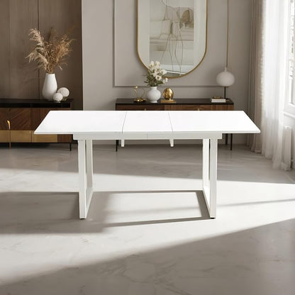 Extendable Dining Table for 4-8 People,70.86''Modern Space-Saving Kitchen Table with Metal Legs,Rectangle Folding Conference Meeting Table for Living Meeting Room Kitchen,White