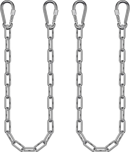 2Pcs 40" (3.3 ft) 304 Stainless Steel Hanging Chains with 4 Carabiners 1000 LB Capacity Swing Chain Extension Hammock Chains with Hooks Hardware Chain for Hanging Chair, Porch Swing, Egg Chair