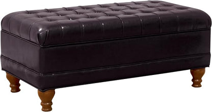 HomePop Deluxe Tufted Storage Bench with Hinged Lid, Espresso