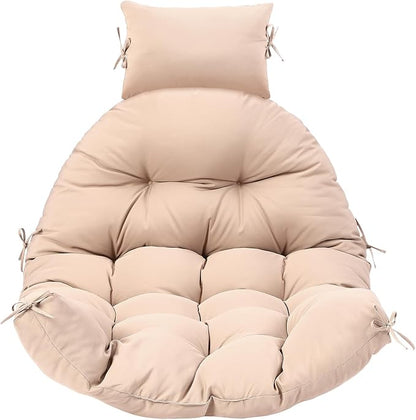 Tudomro Waterproof Egg Chair Cushion with Pillow Filling 2.58 kg Replacement Rocking Wicker Chair Cushion 48" x 32" High Back Hanging Swing Hammock Pad Thicken for Outdoor Patio Garden(Beige)