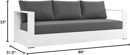 Modway Tahoe Aluminum Outdoor Patio Sofa in White Charcoal