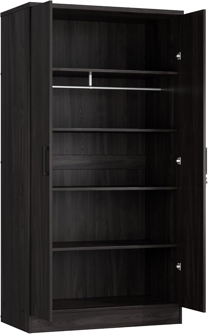 Woodpeckers Furniture And Mattress 2 Doors Wardrobe with Shelves (Tobacco)
