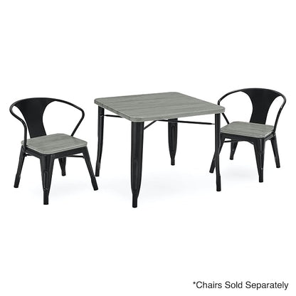 Delta Children Bistro Kids Play Table - Ideal for Arts & Crafts, Snack Time, Homeschooling, Homework & More, Black Metal/Grey Barnboard