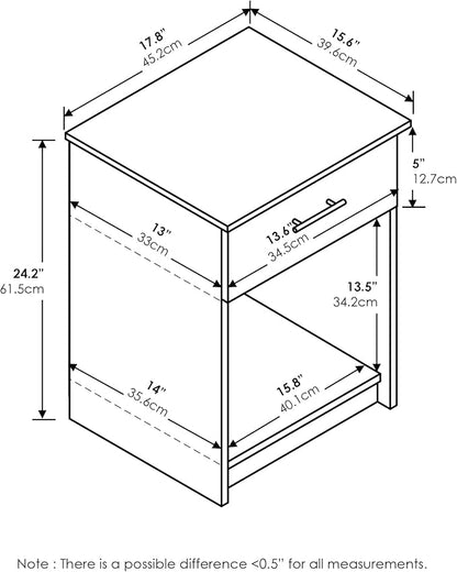 Furinno Tidur Nightstand, Solid White