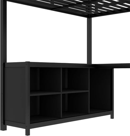 Bellemave Full Size loft Bed with L Desk, Wardrobe, Metal Full Loft Bed Frame for Adults, Kids, Teens, Black