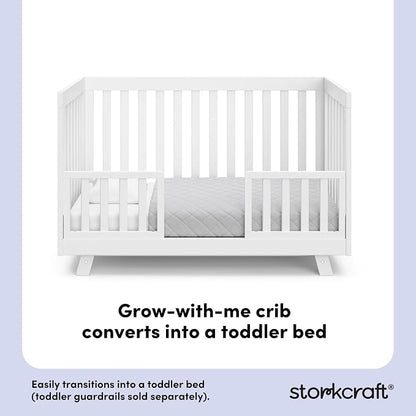 Storkcraft Beckett 3-in-1 Convertible Crib – GREENGUARD Gold Certified, Fits Standard Crib Mattress, Converts to Toddler Bed and Daybed, 4 Mattress Heights, Grow-with-Me Design (White)