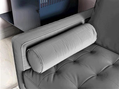 Container Furniture Direct Womble Mid Century Modern Velvet Upholstered Tufted Seat with Bolster Pillows, Sofa, Grey