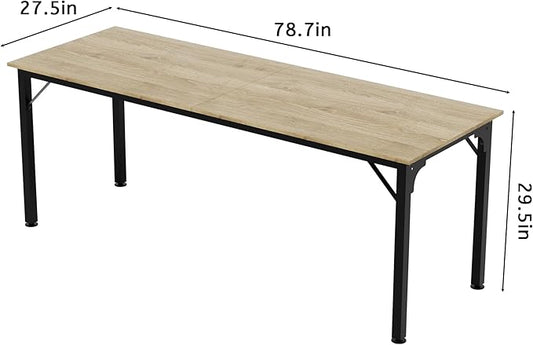 78.7 Inches Extra Long Desk,6.5ft Office Table with Flexible Configuration,Large Computer Table with Adjustable Footpads,Stable Structure,Office Desk for 2 Person (Light Wood)