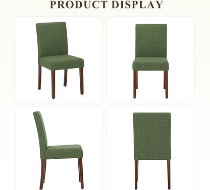 MALOL Upholstered Dining Chairs Set of 2, Modern Fabric Dining Room Chair, Wooden Dining Chair, Kitchen Side Chairs, Farmhouse Dinner Chair with High Back for Kitchen, Green