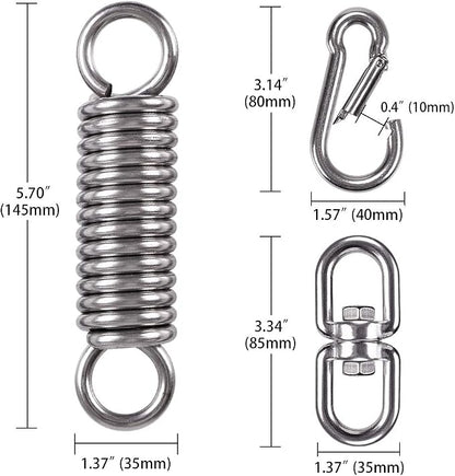 2 Pack Hammock Chair Hanging Kit Swing Spring Hardware, Heavy Duty Suspension Swivel Hanger Hook for Punching Bags, Heavy Bag, Hanging Chair, Swing Seat, Rocking Seat, Porch Swing, Garden